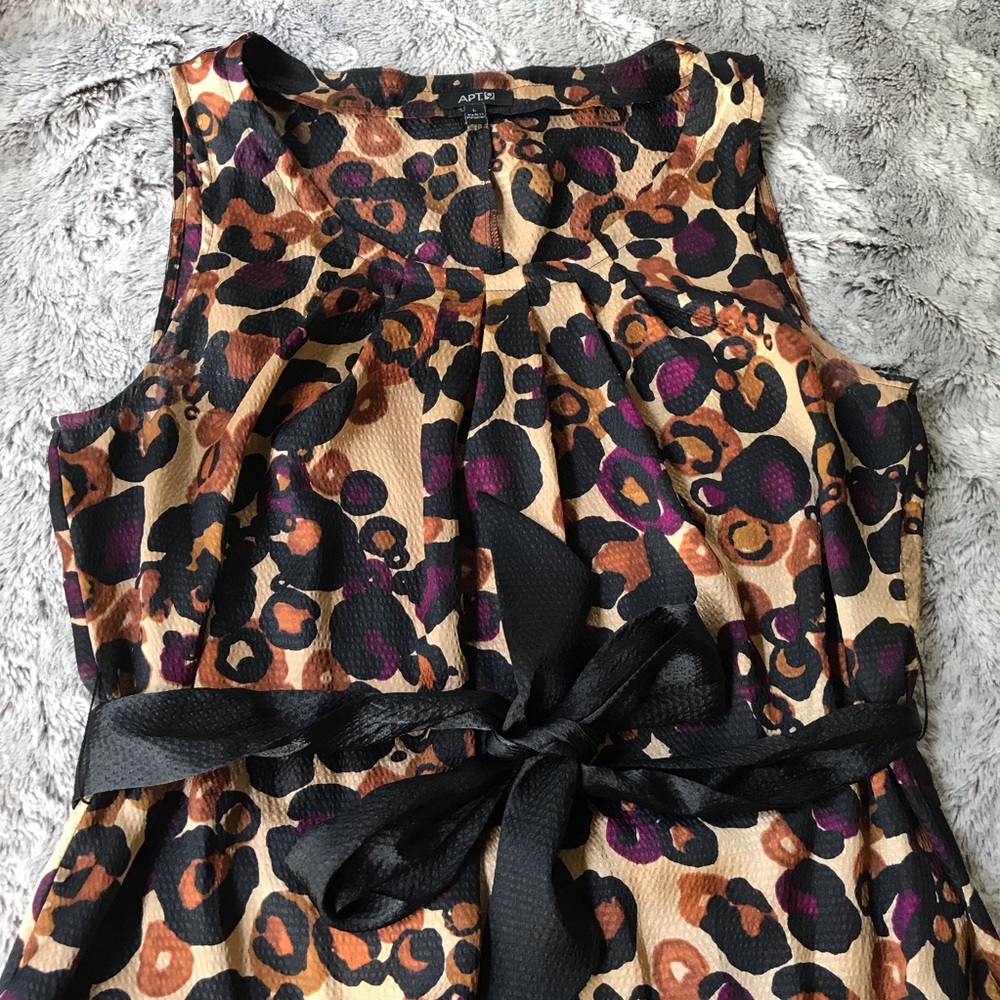 Apt 9 leopard print shell with ribbon belt